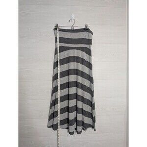 Gap Maternity Maxi Skirt Small Grey Striped Jersey Knit Fold Over Waist Long